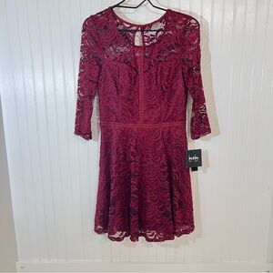 NWT By&By Dark Red Whimsigoth lace dress size 7
